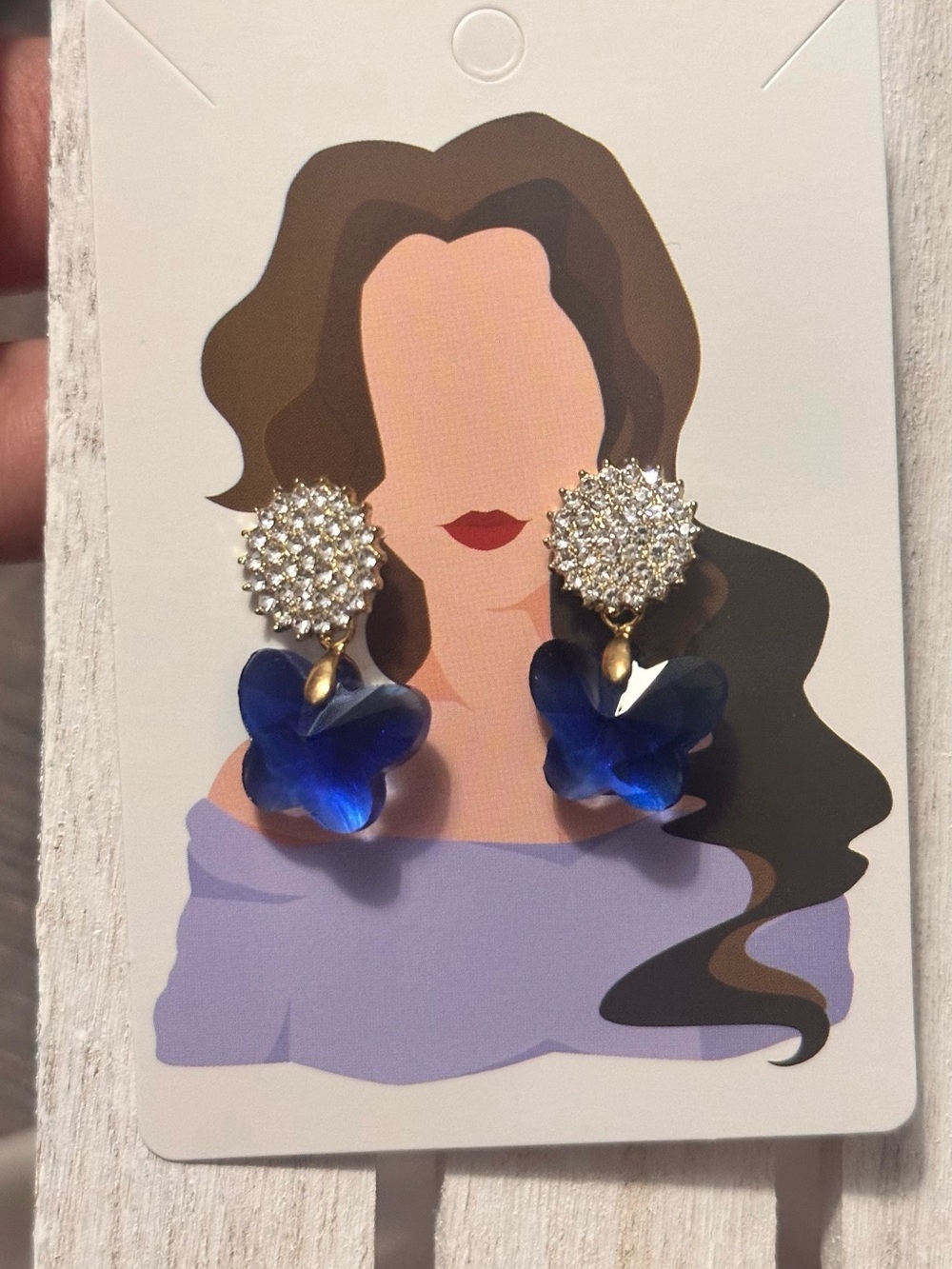 Crystal & Blue Butterfly Drop Earringsr